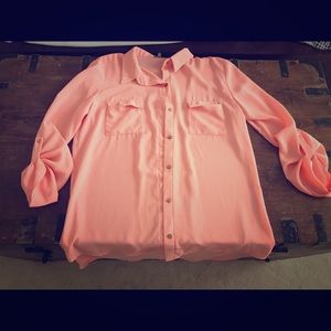 Hi-lo button blouse